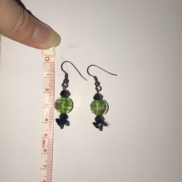 Black and Green Earrings - Picture 2 of 2